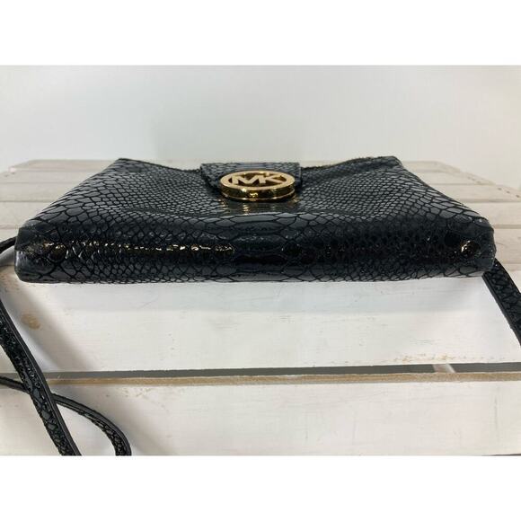 MICHAEL KORS, SMALL BLACK ANIMAL PRINT LEATHER CROSSBOY BAG - Picture 10 of 14